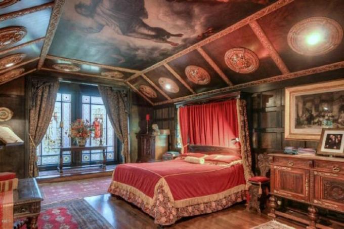 Bedroom interior like a medieval castle.