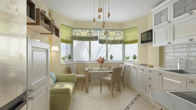 Kitchen design with a bay window in a house series p 44T