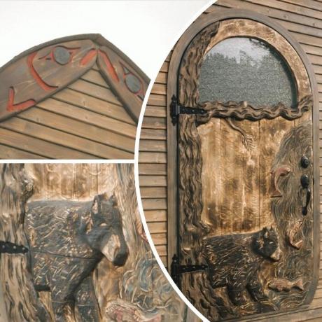 Carved elements become the main decoration cabin.