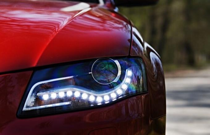 LED lamps in car headlights.