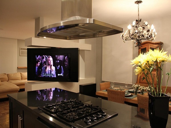 TV in the interior of the kitchen