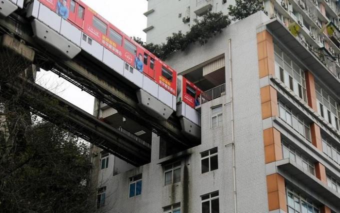 In the Chinese city of Chongqing trains run through the house.