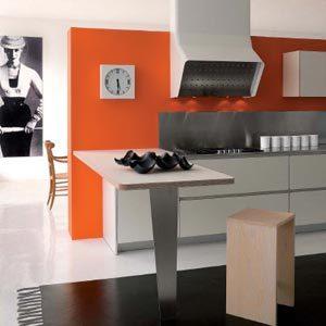 orange and white kitchen