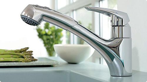 An interesting version of the mixer with a "shower" water supply mode - it is very convenient to wash fruits and vegetables
