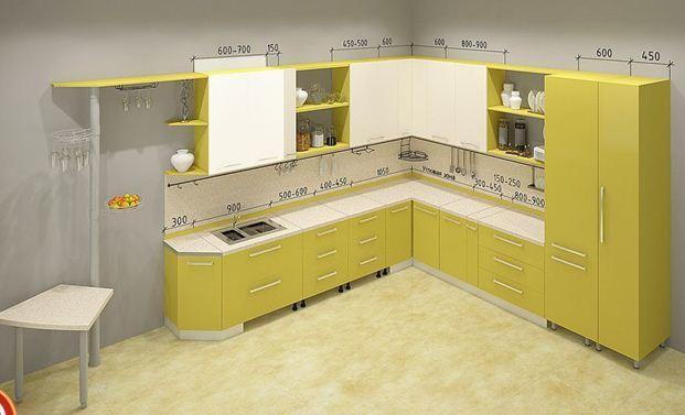 In a special program, you can choose the size and location of cabinets and pedestals.