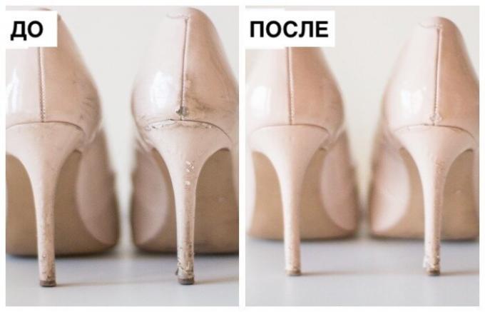French way to "erase" any scratches from lacquered shoes