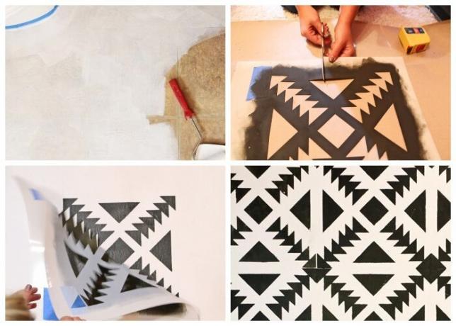 Old floor tiles can transform beyond recognition, using paint and stencil. | Photo: hometalk.com.