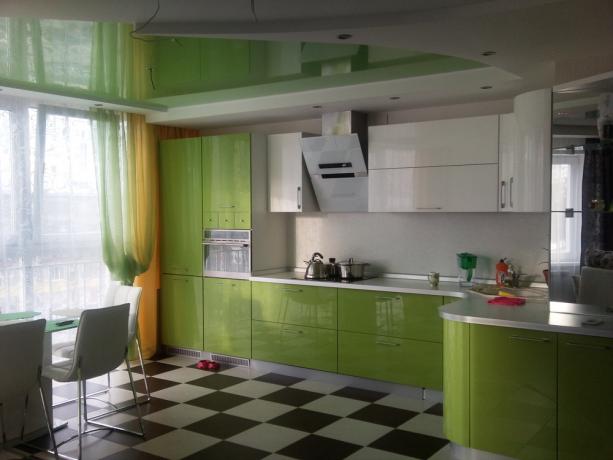 Green kitchen (54 photos) Ischia: video instructions for interior decoration with your own hands, design, kitchen set, table, chairs, walls, ceiling, Leroy Merlin, photo and price