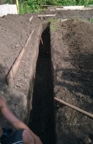 The trench for the foundation