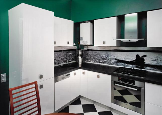 kitchen interior with gas water heater