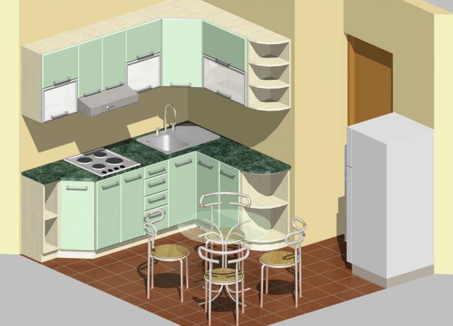 Design of the appearance of a small kitchen, made using special software
