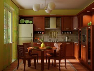 Pistachio shade in the design of the kitchen space