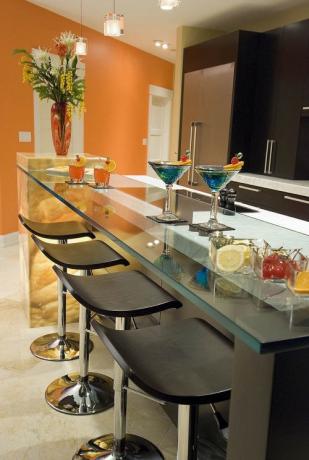 glass bar counter for kitchen
