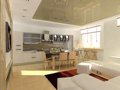 interior of the joint living room and kitchen