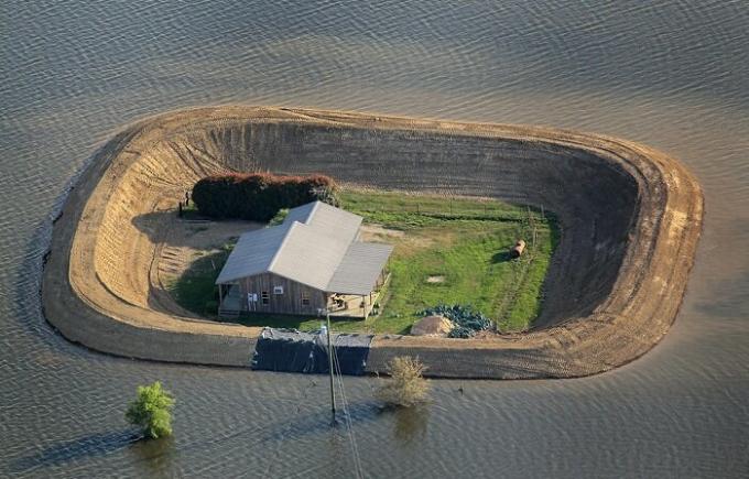 Farm in the middle of the river.