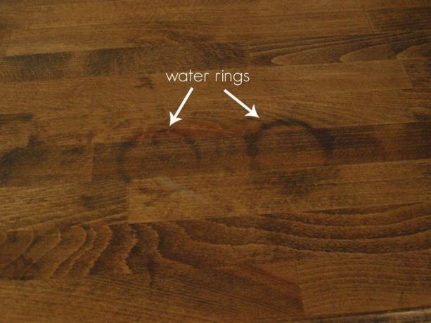 Dark traces appear after long-term exposure to moisture lacquer.
