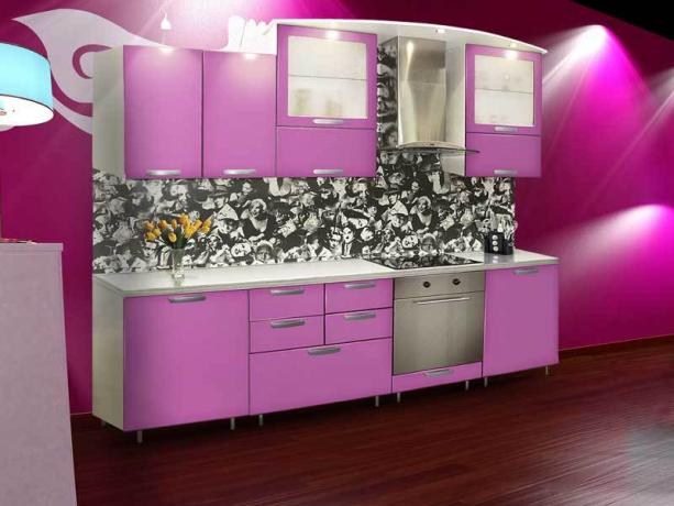 pink wallpaper in the kitchen