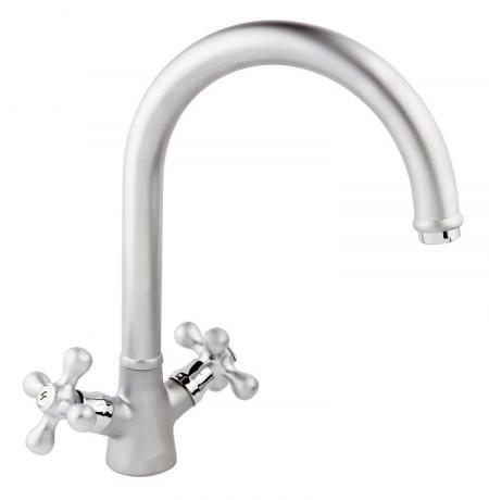 Two-valve kitchen faucet with rubber seals