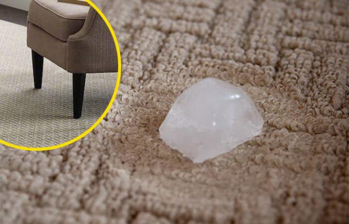 A simple trick with ice and a fork to remove dents on the carpet