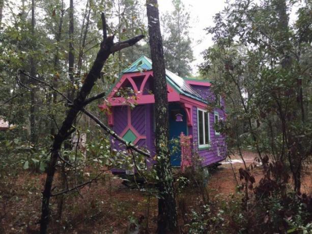 Bright house in the woods.