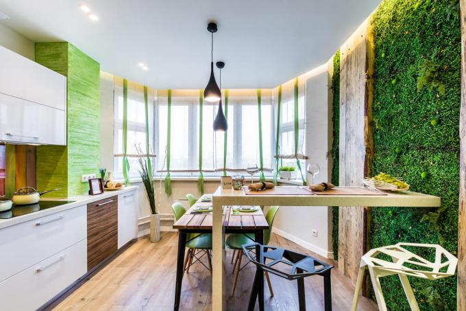 Preserved moss wall kitchen