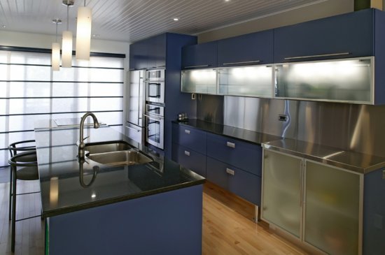 blue kitchen in the interior