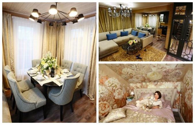 Interior country house Roses Syabitova was decorated in the style of expensive-rich.