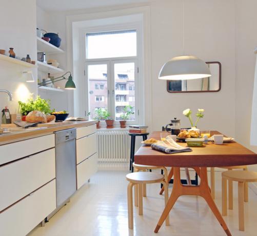 Scandinavian decor is a good solution for a small kitchen