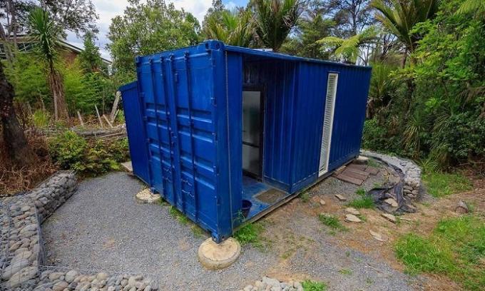 The woman moved out of the mansion to live in a container.