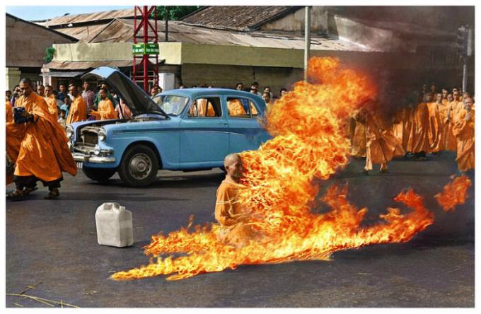 The self-immolation of a Buddhist monk.