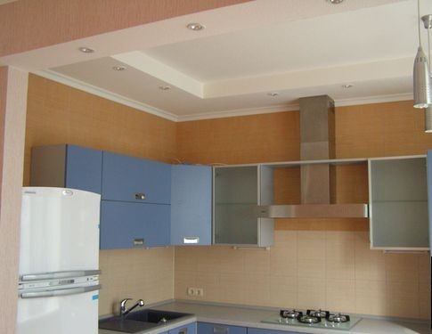 design of stretch ceilings in the kitchen