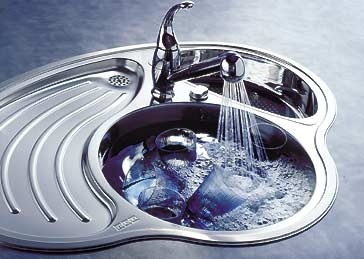 Unusual design of stainless steel corner sink