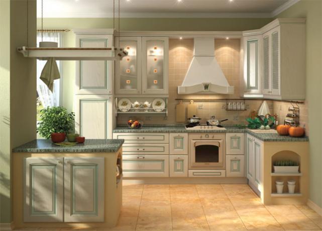 Light green and brown kitchen - colors from nature