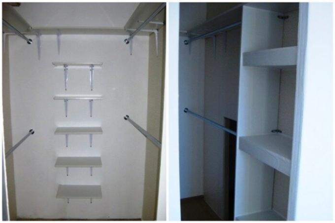 Here's a walk-in closet has turned over an area of ​​1.5 * 2 meters. | Photo: youtube.com/ Anna_Studio.