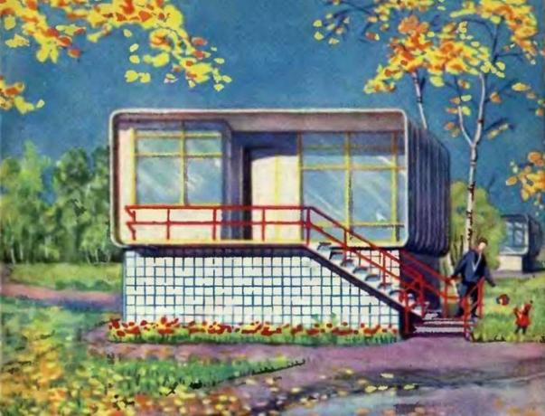 Illustration with the image of the plastic house.
