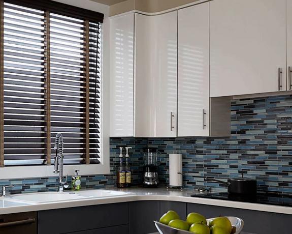 Blinds in a small kitchen