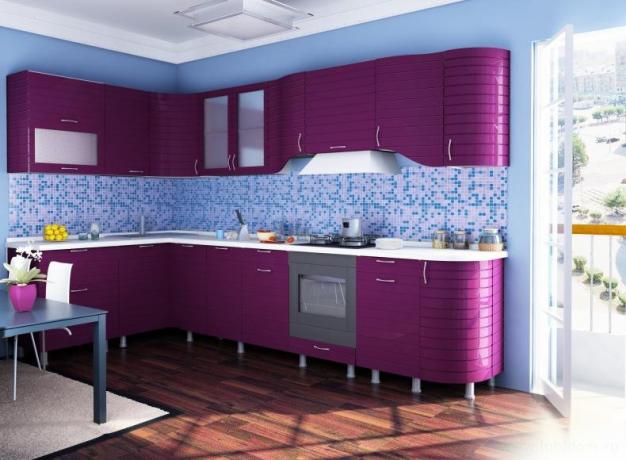 Purple modern kitchen.