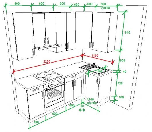 Do not know how a kitchen is designed with your own hands - drawings + dimensions to help you