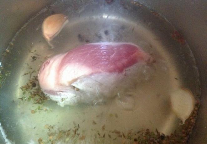 Preparation of marinade in a saucepan.