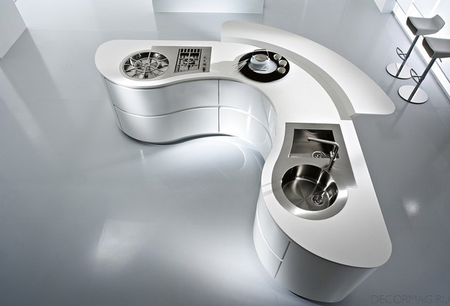 high-tech style in the interior of the kitchen