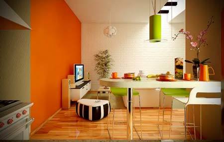 green orange kitchen