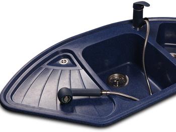 Artificial stone colored corner kitchen sink