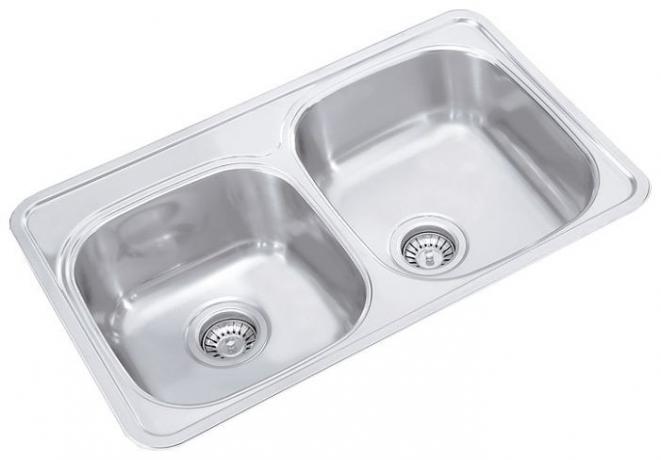 Stamped stainless steel sink