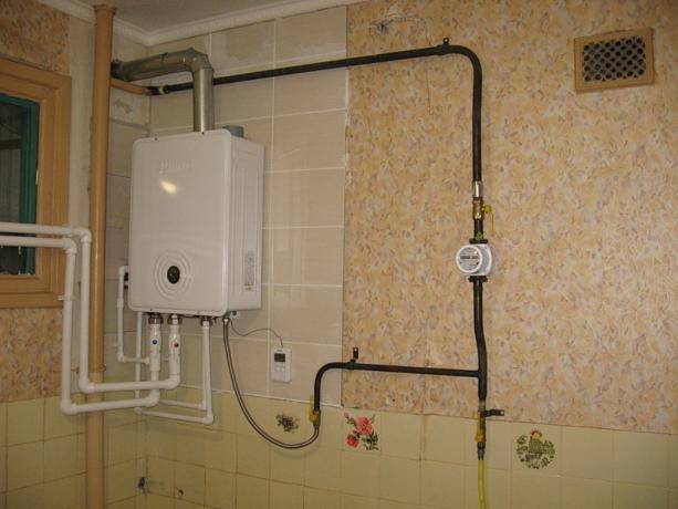 how to hide a gas water heater in the kitchen