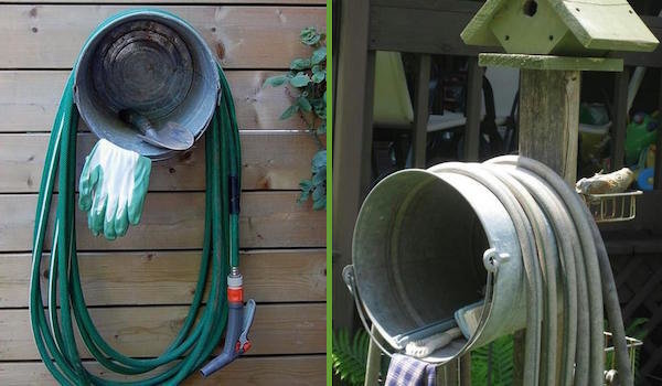 Useful use of old metal buckets at the cottage