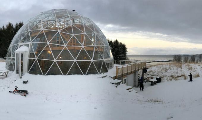 House inside the dome, built in the Arctic Circle.