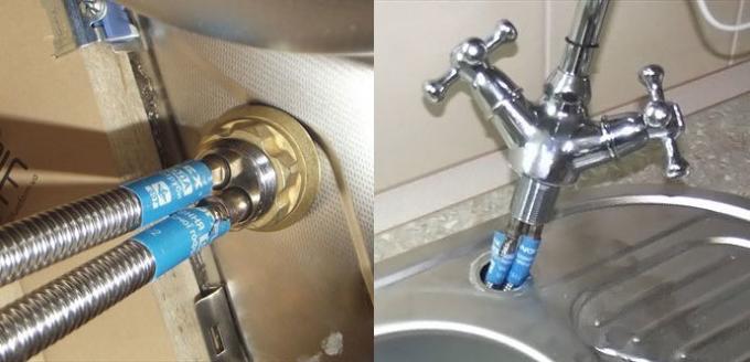 Connecting the cold and hot water supply hoses