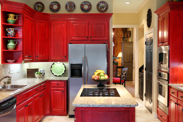 red gray kitchen