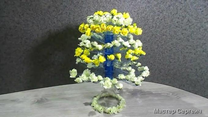 Flowering tree of plastic bottles