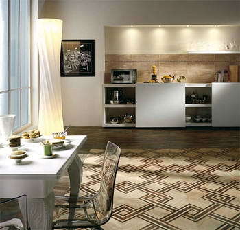 Floor ceramic tiles for parquet